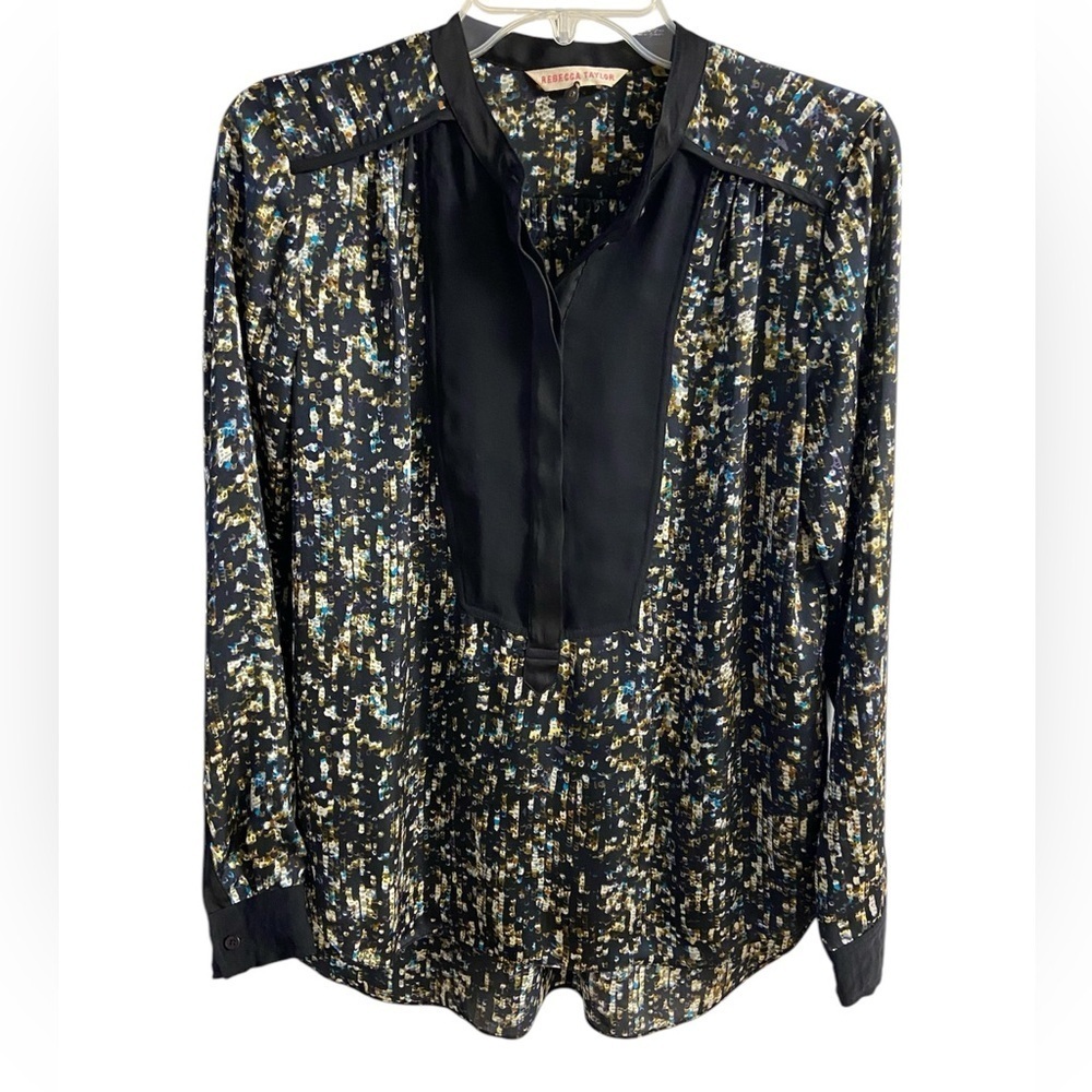 Rebecca Taylor blouse pop over mandarin collar Sz‎ 6